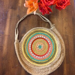Muche Muchette Milagro Braided Straw Round Oversized Shoulder Handbag